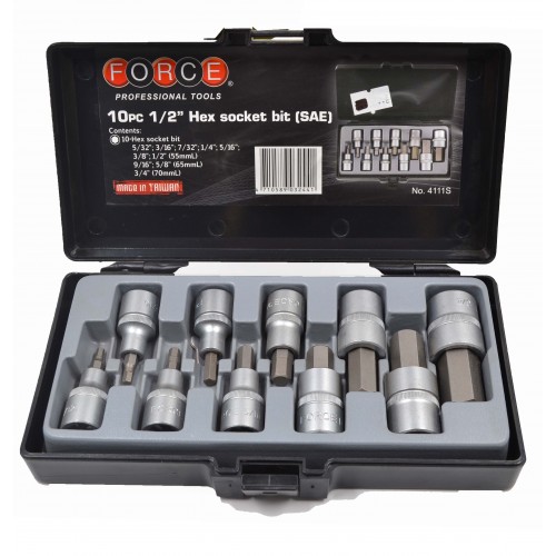 Набор головок 1/2" с насадкой HEX 10ед. дюймовые